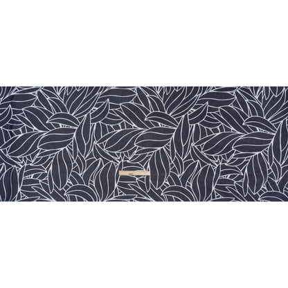 Polyester Chiffon - Navy Blue and White Overlapping Leaves - Designer Deadstock