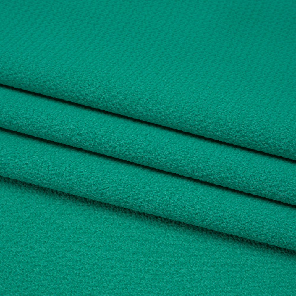 Stretch Polyester Crepe - Dark Mint - Designer Deadstock - Folded