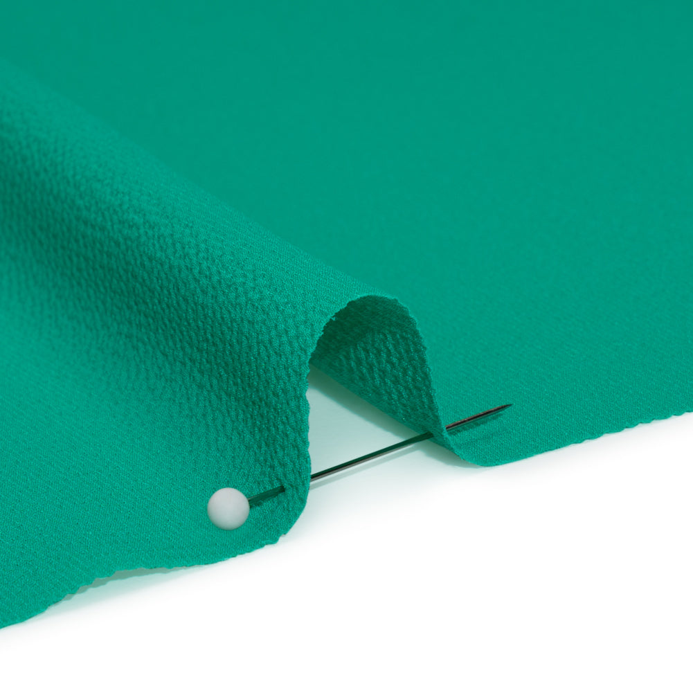 Stretch Polyester Crepe - Dark Mint - Designer Deadstock - Detail