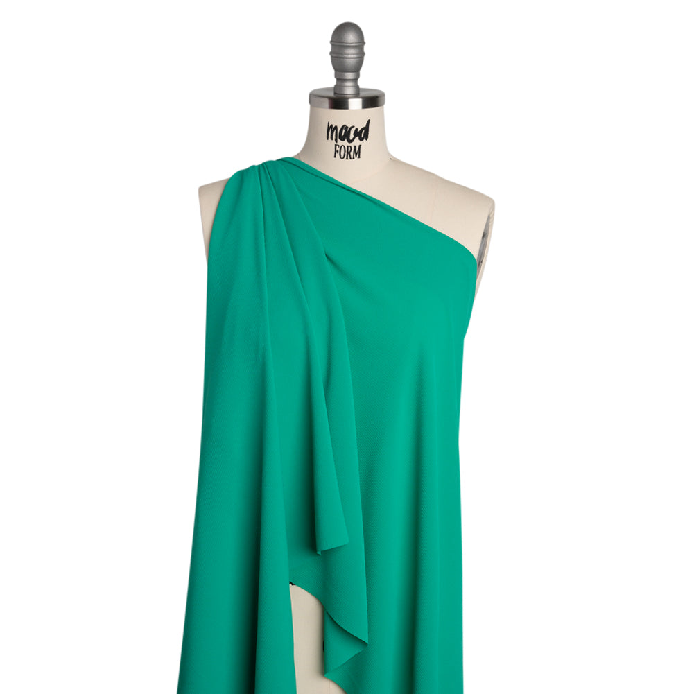 Stretch Polyester Crepe - Dark Mint - Designer Deadstock - Drape