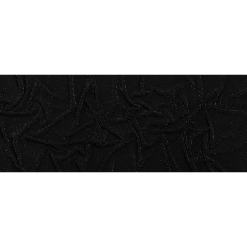 Stretch Polyester Metallic Crepe Double Knit - Black and Silver - Designer Deadstock