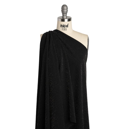 Stretch Polyester Metallic Crepe Double Knit - Black and Silver - Designer Deadstock