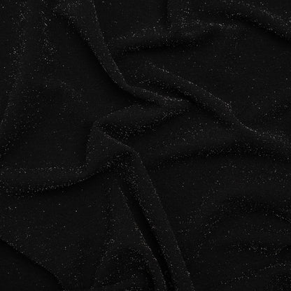 Stretch Polyester Metallic Crepe Double Knit - Black and Silver - Designer Deadstock