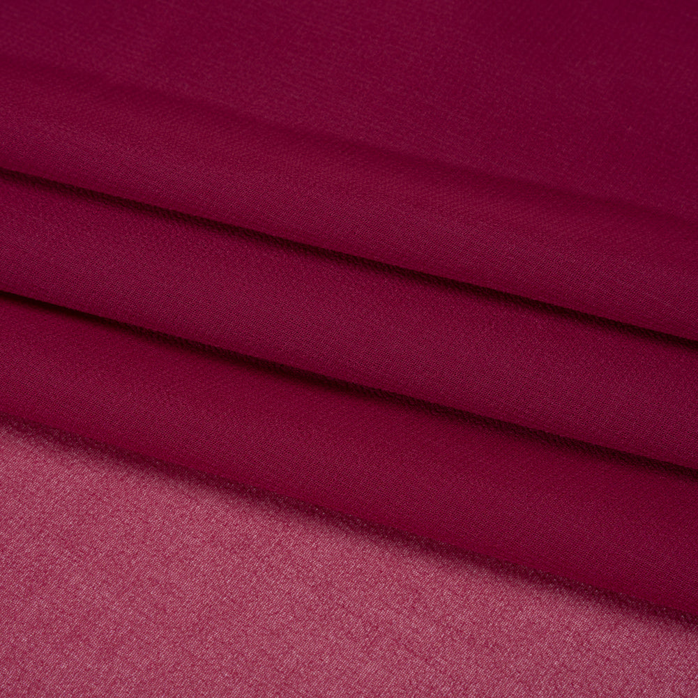 Polyester Georgette - Dark Pink - Designer Deadstock - Folded