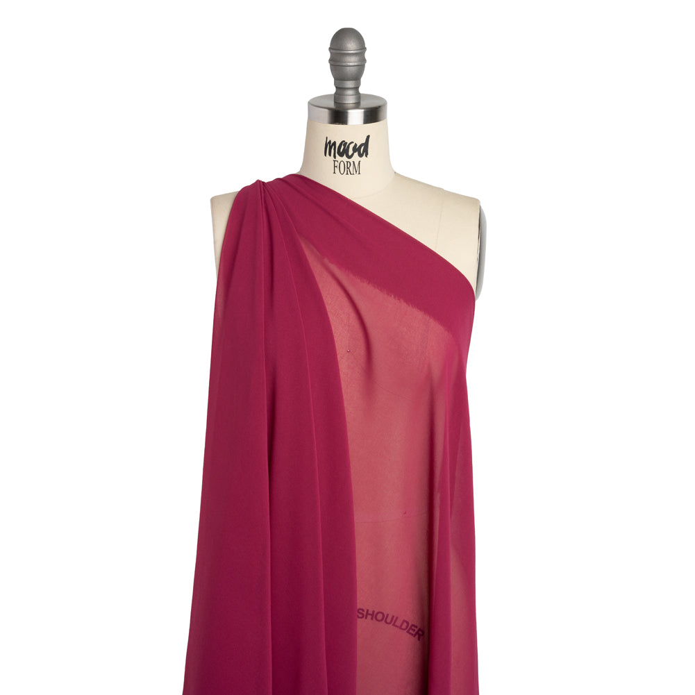 Polyester Georgette - Dark Pink - Designer Deadstock - Drape