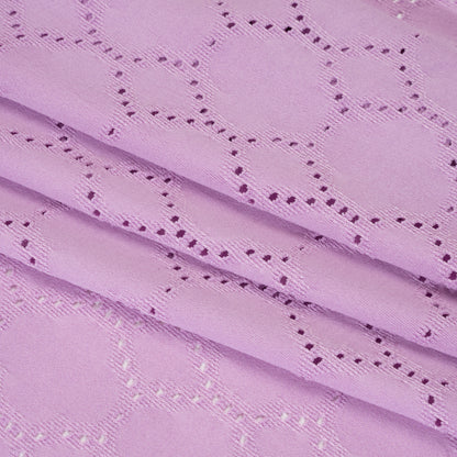 Stretch Polyester Jersey with Eyelets - Lavender Circles - Designer Deadstock