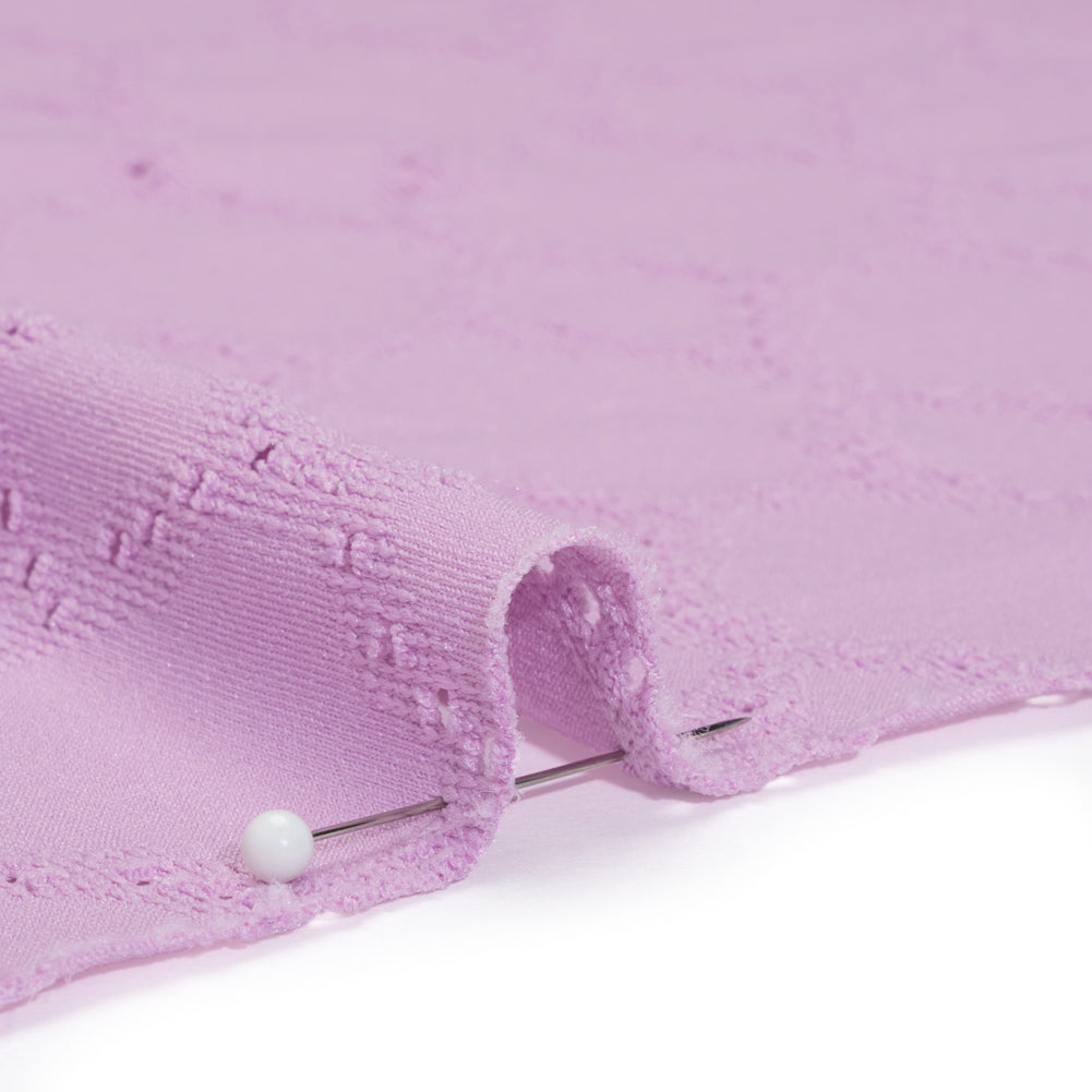 Stretch Polyester Jersey with Eyelets - Lavender Circles - Designer Deadstock - Detail