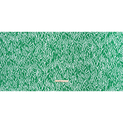 Stretch Polyester Tricot - Kelly Green and White Leafy Stems - Designer Deadstock