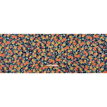 Stretch Polyester Tricot - Navy, Orange and Yellow Floral - Designer Deadstock