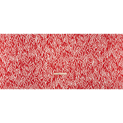 Stretch Polyester Tricot - Scarlet Red and White Leafy Stems - Designer Deadstock