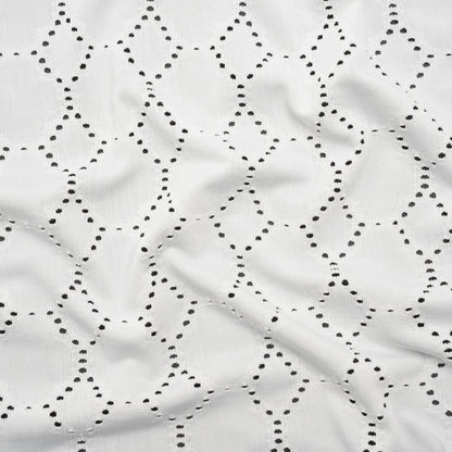 Stretch Polyester Jersey with Eyelets - White Circles - Designer Deadstock