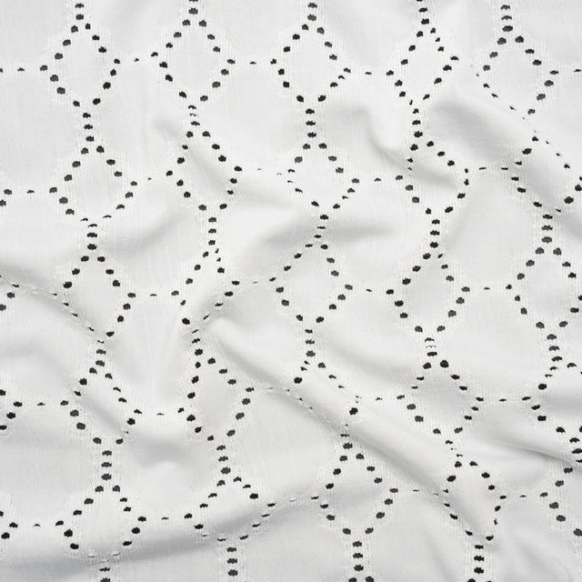 Stretch Polyester Jersey with Eyelets - White Circles - Designer Deadstock