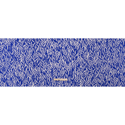 Stretch Polyester Tricot - Cobalt Blue and Off White Leafy Stems - Designer Deadstock