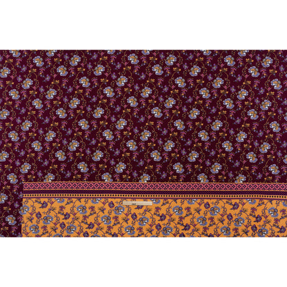 Stretch Polyester Tricot Panel - Burgundy, Creamsicle and Lilac Floral Patchwork and Decorative Stripes - Designer Deadstock