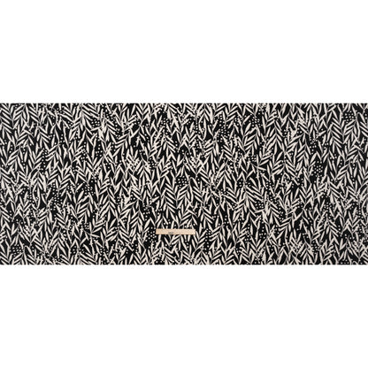 Stretch Polyester Tricot - Black and White Leafy Stems - Designer Deadstock