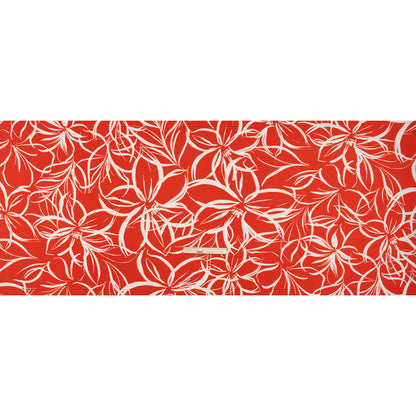 Stretch Polyester Tricot - Orange Red and White Flowers and Leaves - Designer Deadstock