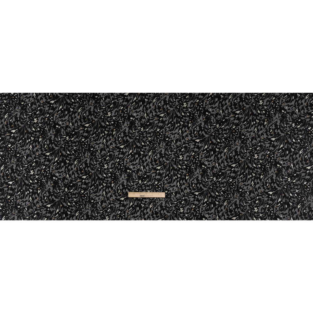 Satin-Faced Burnout Jacquard with Gold Glitter - Black and White Abstract - Designer Deadstock