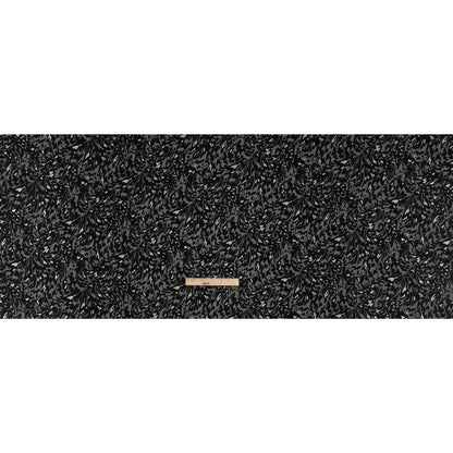 Satin-Faced Burnout Jacquard with Gold Glitter - Black and White Abstract - Designer Deadstock