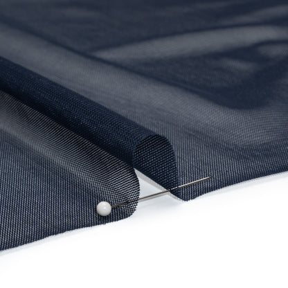 Crisp Polyester Stretch Mesh - Navy - Designer Deadstock