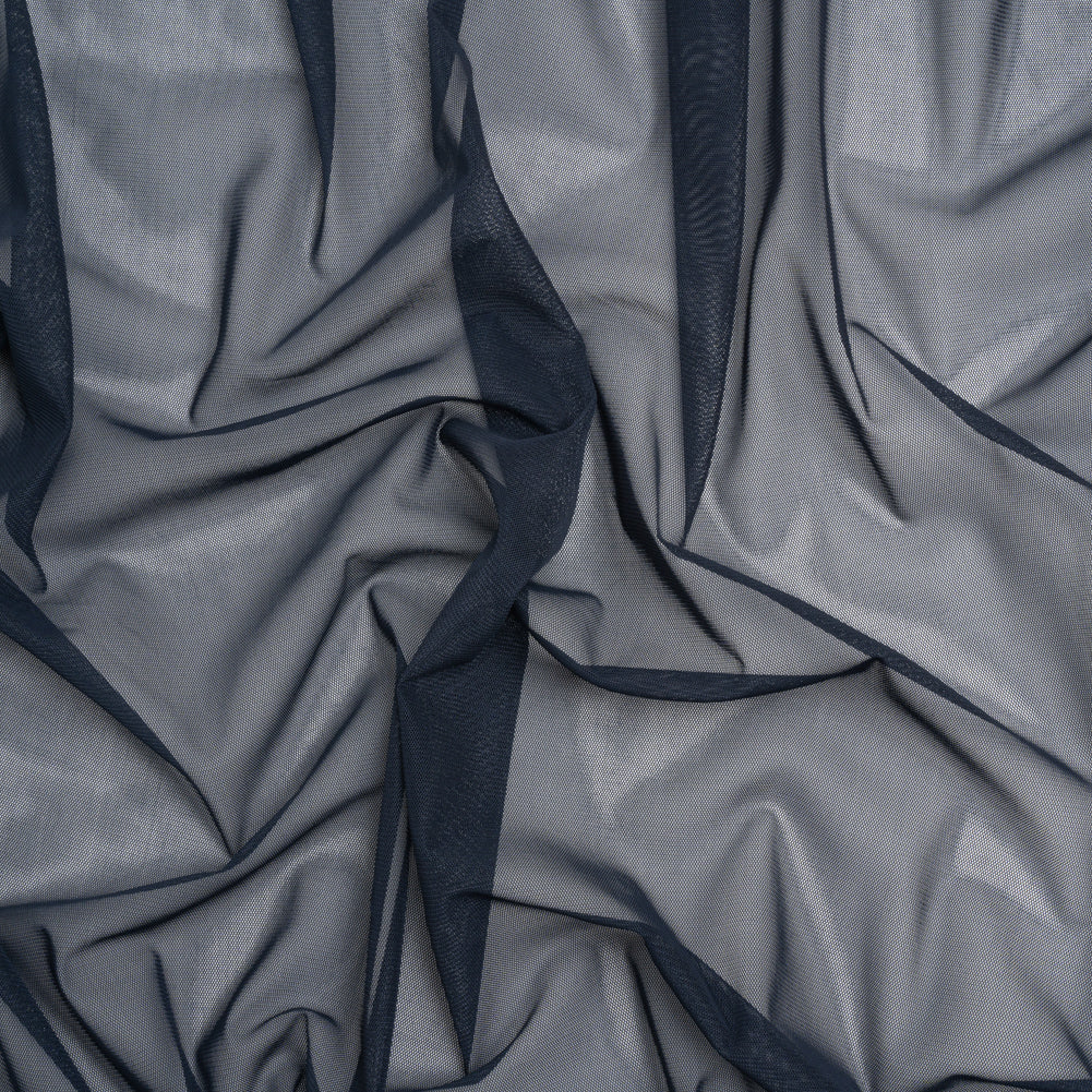 Crisp Polyester Stretch Mesh - Navy - Designer Deadstock