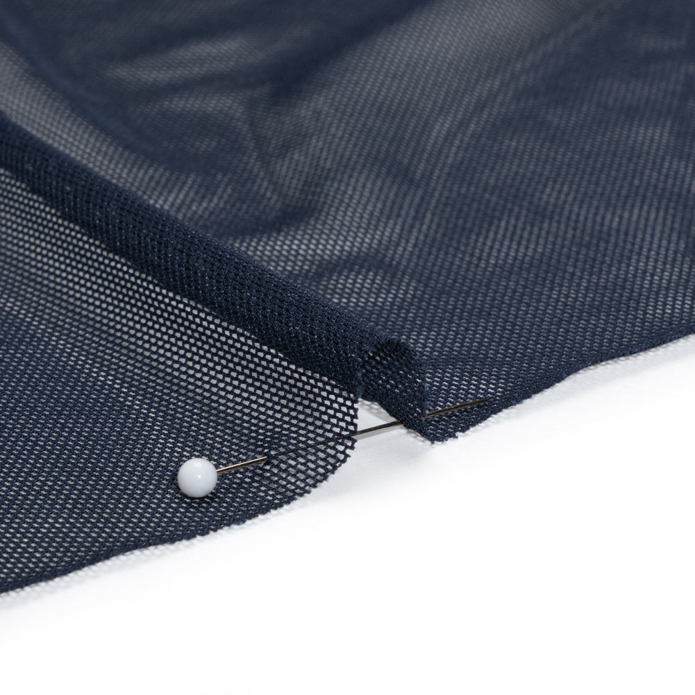 Polyester Stretch Mesh - Navy Blue - Designer Deadstock