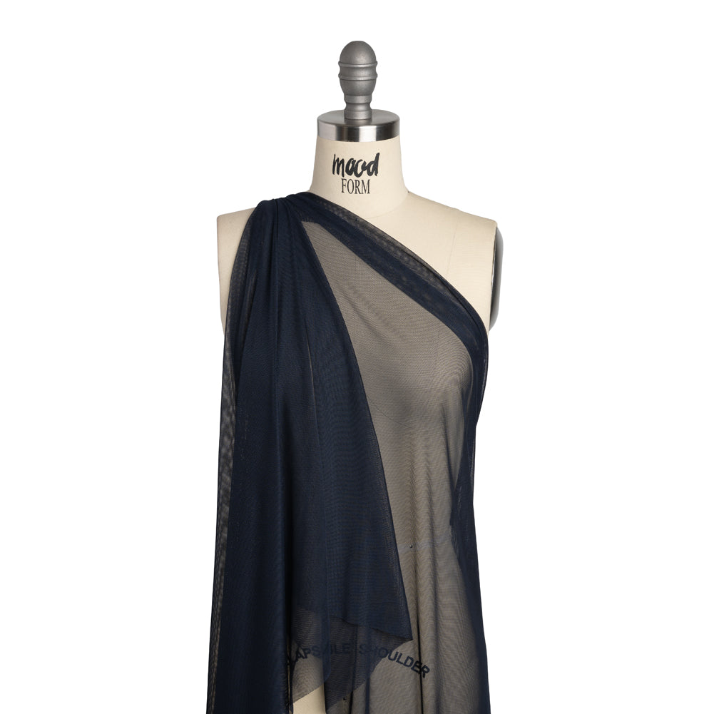 Polyester Stretch Mesh - Navy Blue - Designer Deadstock