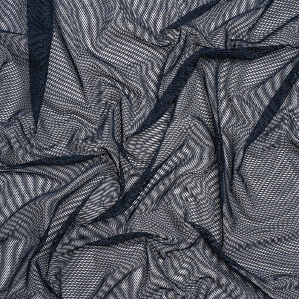 Polyester Stretch Mesh - Navy Blue - Designer Deadstock