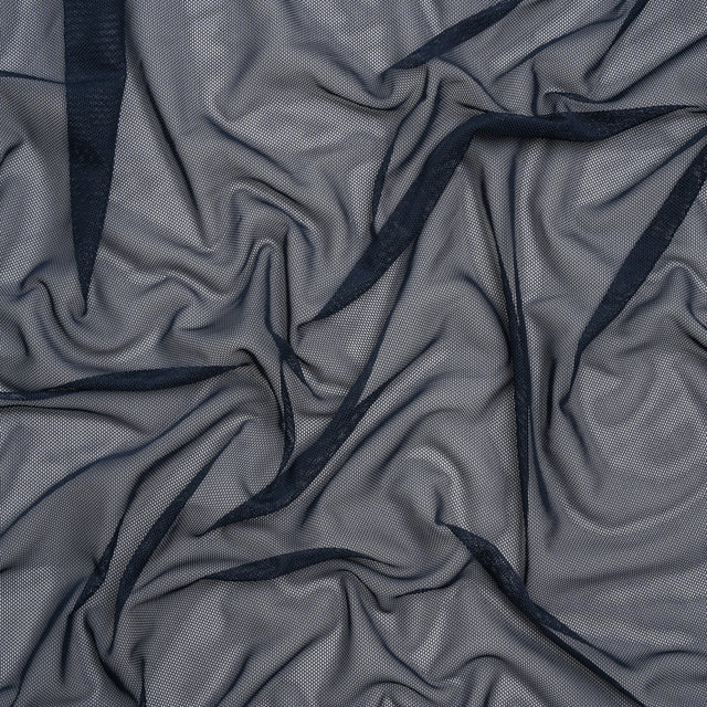 Polyester Stretch Mesh - Navy Blue - Designer Deadstock