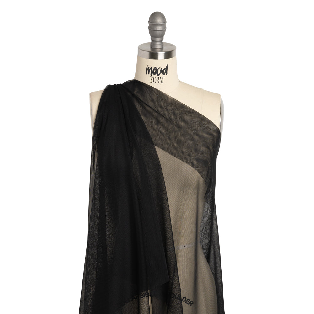 Polyester Mesh - Black - Designer Deadstock - Drape