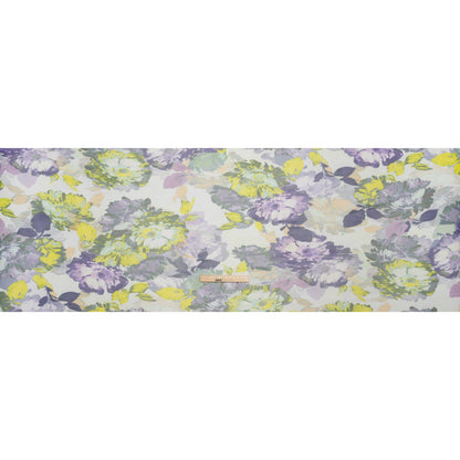 Polyester Stretch Mesh - Yellow, Olive and Navy Floral - Designer Deadstock