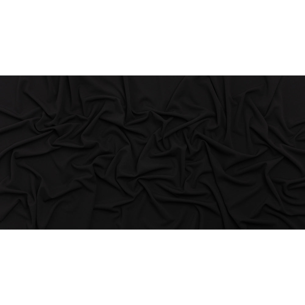 Polyester Crepe Faced Interlock Knit - Black - Designer Deadstock