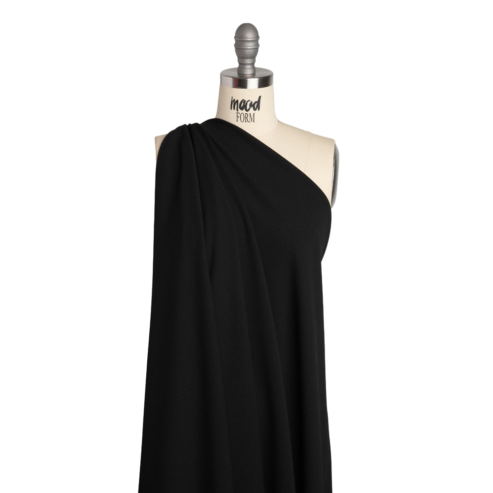 Polyester Crepe Faced Interlock Knit - Black - Designer Deadstock