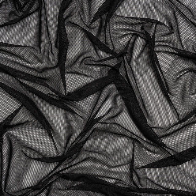 Polyester Stretch Mesh - Black - Designer Deadstock