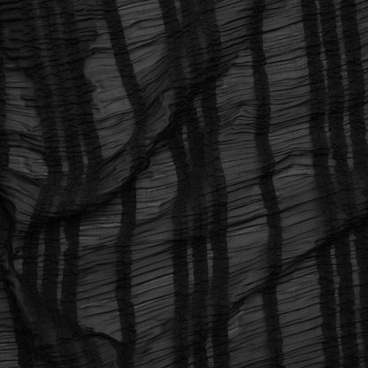 Ruched and Ruffled Sheer Polyester Woven - Black - Designer Deadstock