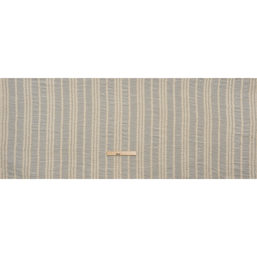 Ruched and Ruffled Sheer Polyester Woven - Cream - Designer Deadstock