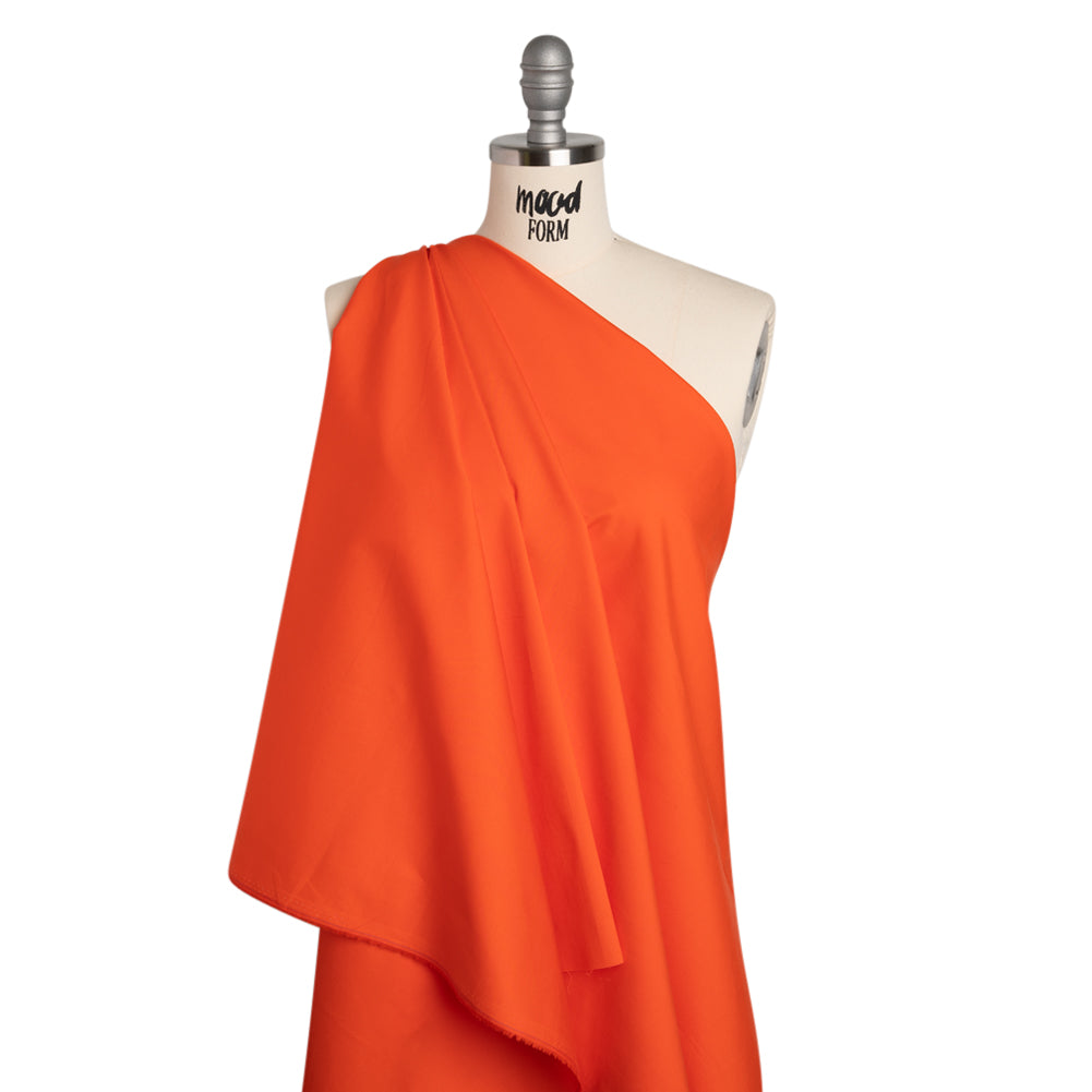 Stretch Cotton Poplin - Orange - Designer Deadstock
