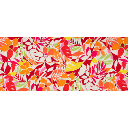 Stretch Cotton Poplin - Red, Orange and Lime Green Floral - Designer Deadstock