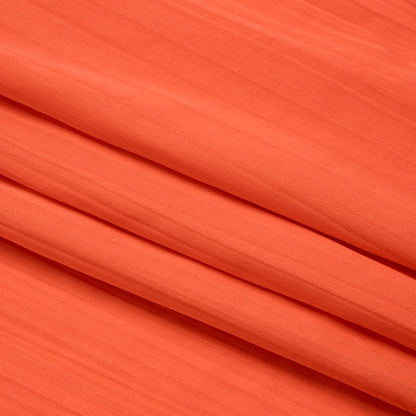 Crinkle Pleated Polyester Satin - Coral Orange - Designer Deadstock