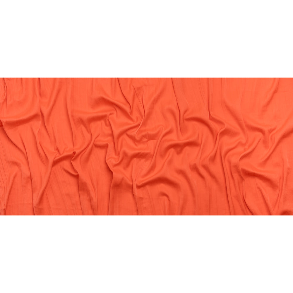 Crinkle Pleated Polyester Satin - Coral Orange - Designer Deadstock - Full