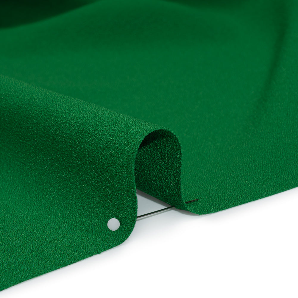 Stretch Polyester Crepe - Emerald Green - Designer Deadstock