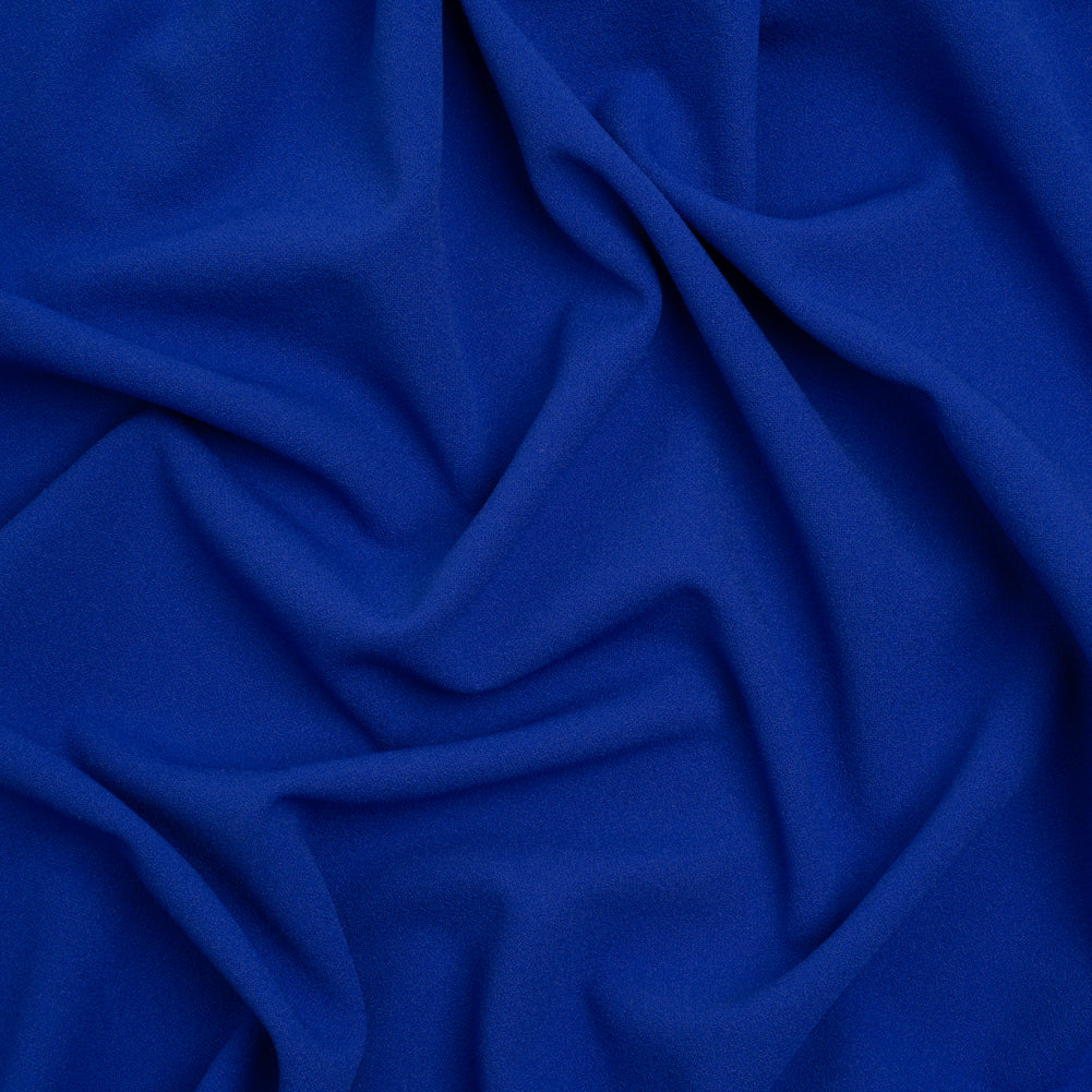 Stretch Polyester Crepe Double Knit - Cobalt Blue - Designer Deadstock