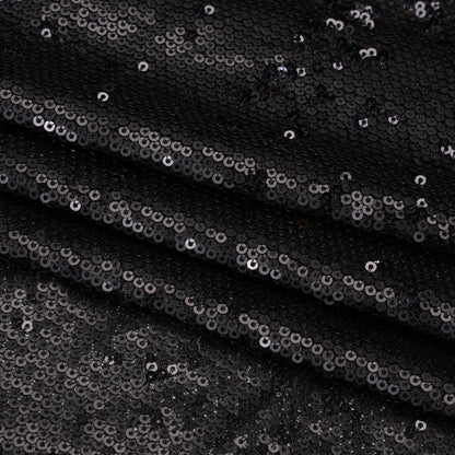 Baby Sequins Mesh - Gunmetal on Black - Designer Deadstock