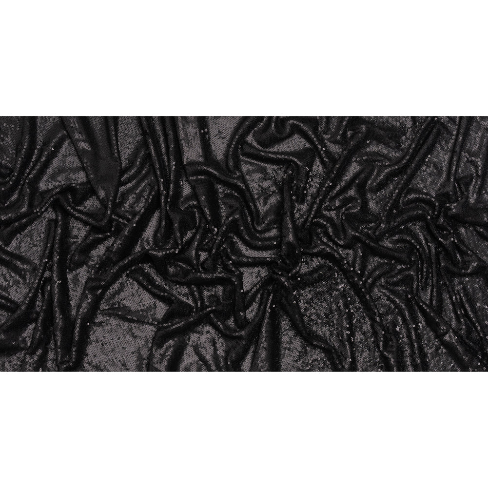 Baby Sequins Mesh - Gunmetal on Black - Designer Deadstock