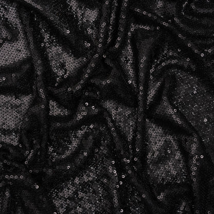 Baby Sequins Mesh - Gunmetal on Black - Designer Deadstock