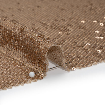 Baby Sequins Mesh - Rose Gold on Beige - Designer Deadstock