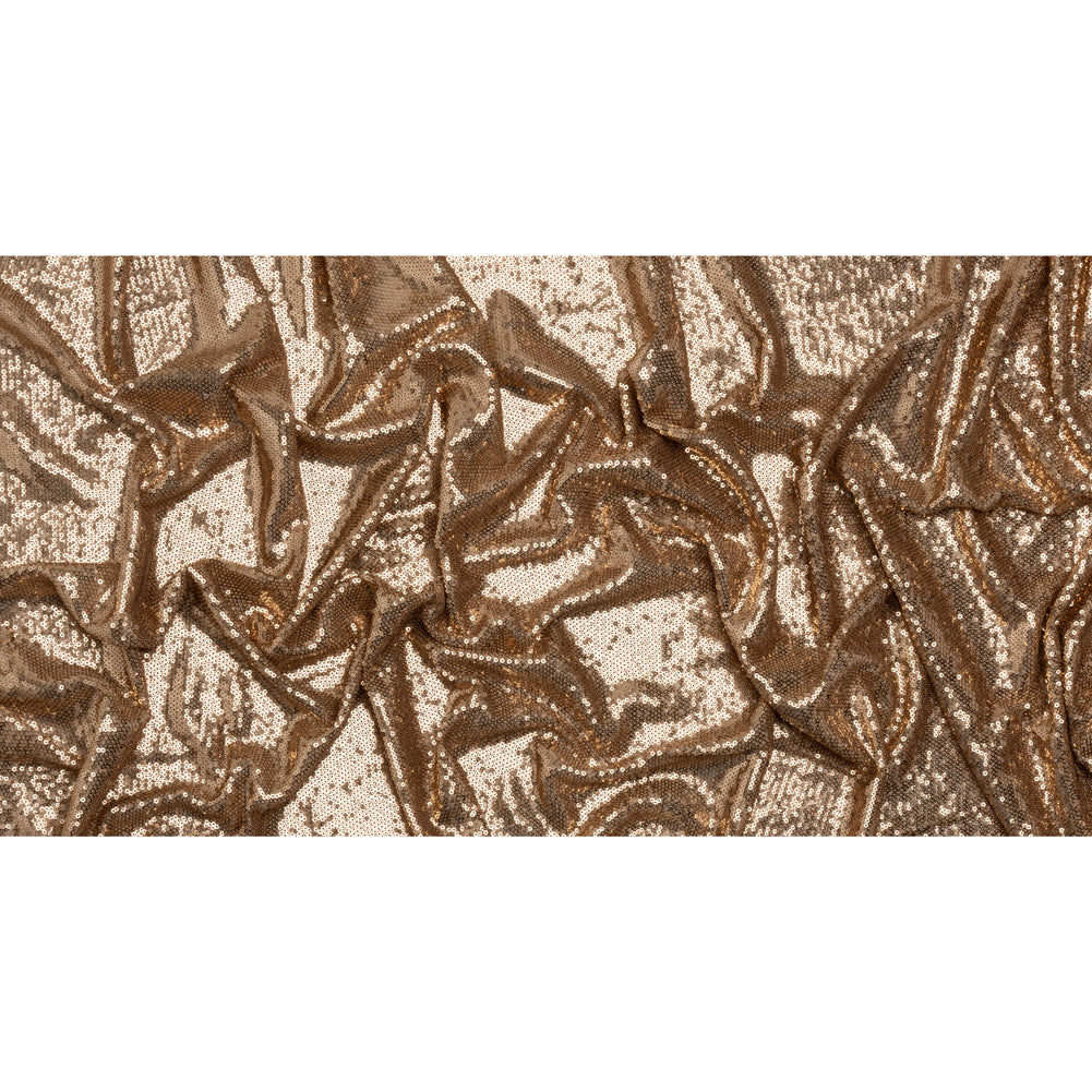 Baby Sequins Mesh - Rose Gold on Beige - Designer Deadstock