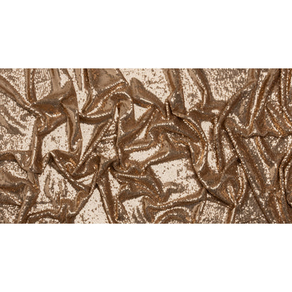 Baby Sequins Mesh - Rose Gold on Beige - Designer Deadstock