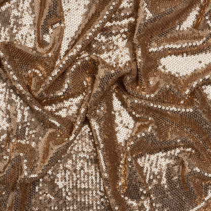 Baby Sequins Mesh - Rose Gold on Beige - Designer Deadstock