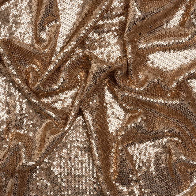 Baby Sequins Mesh - Rose Gold on Beige - Designer Deadstock