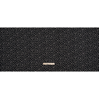 Fluid Polyester Twill - Midnight and Ivory Painted Dots - Designer Deadstock